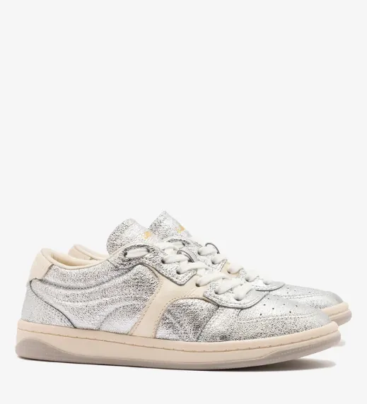 George Sneaker In Silver Sparkle and Ivory Leather